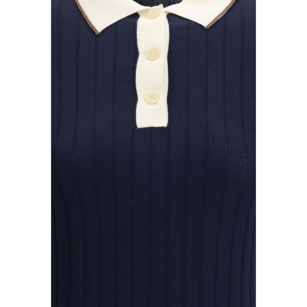 Brunello Cucinelli Blue Wool Oves Aries Polohemd-3