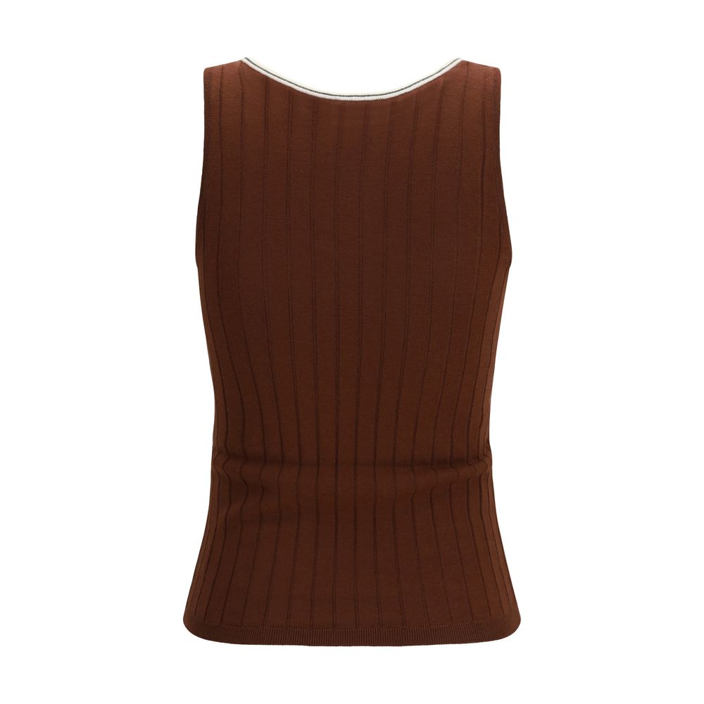 Brunello Cucinelli Bordeaux Woll-Oves-T-Shirt Aries ärmellos-2