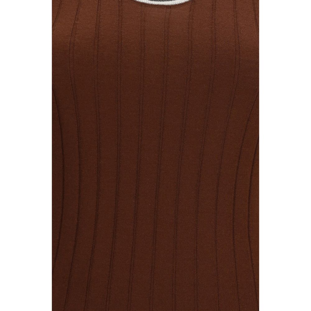 Brunello Cucinelli Bordeaux Woll-Oves-T-Shirt Aries ärmellos-3