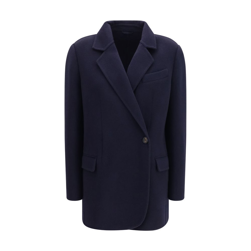 Brunello Cucinelli Blaue Jacke aus Wolle Oves Aries in voller Länge-1