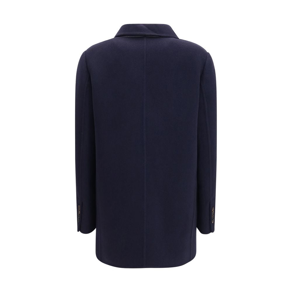 Brunello Cucinelli Blaue Jacke aus Wolle Oves Aries in voller Länge-2
