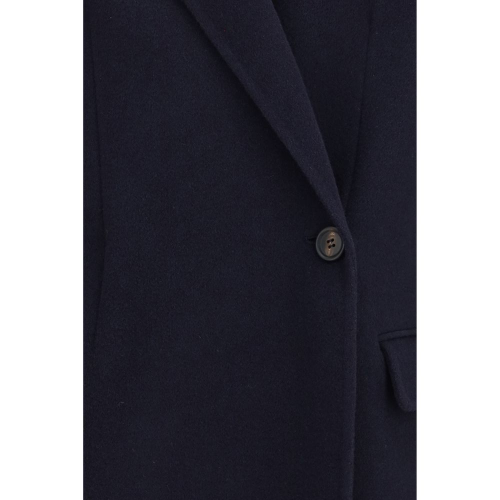 Brunello Cucinelli Blaue Jacke aus Wolle Oves Aries in voller Länge-3
