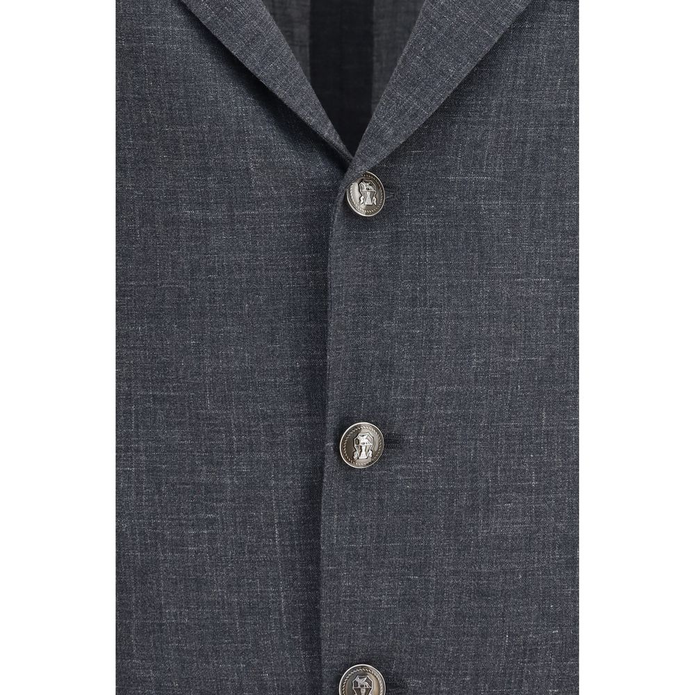 Brunello Cucinelli Grauer Woll-Oves Aries Blazer-3