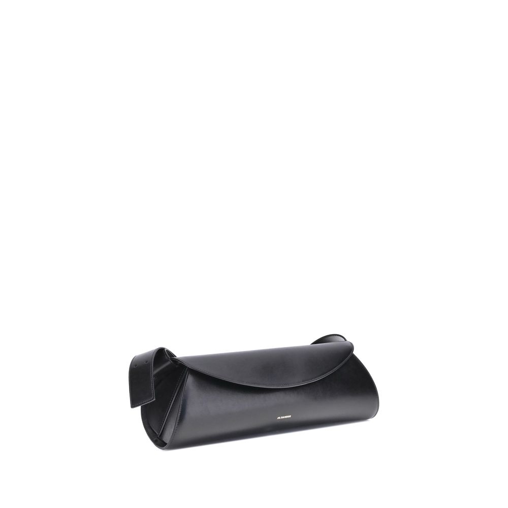 Jil Sander Schwarze Bos Taurus Kalbsleder Schultertasche-2