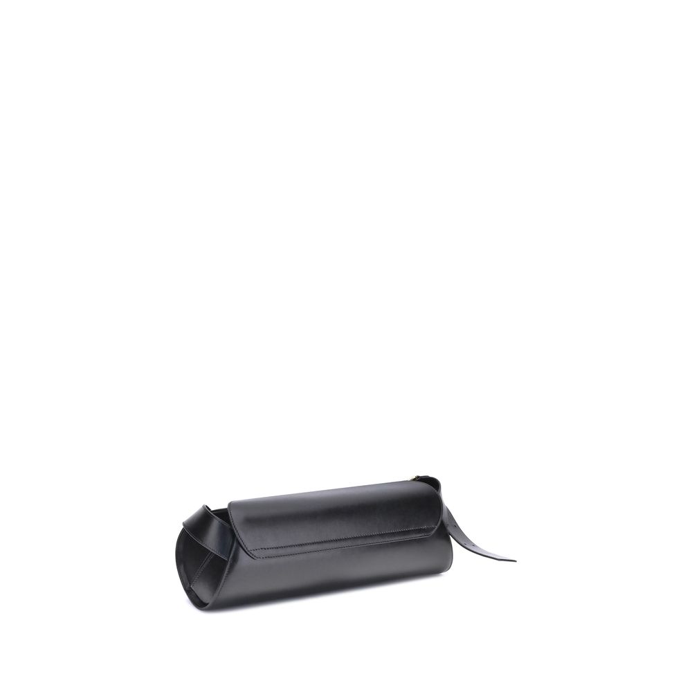 Jil Sander Schwarze Bos Taurus Kalbsleder Schultertasche-3