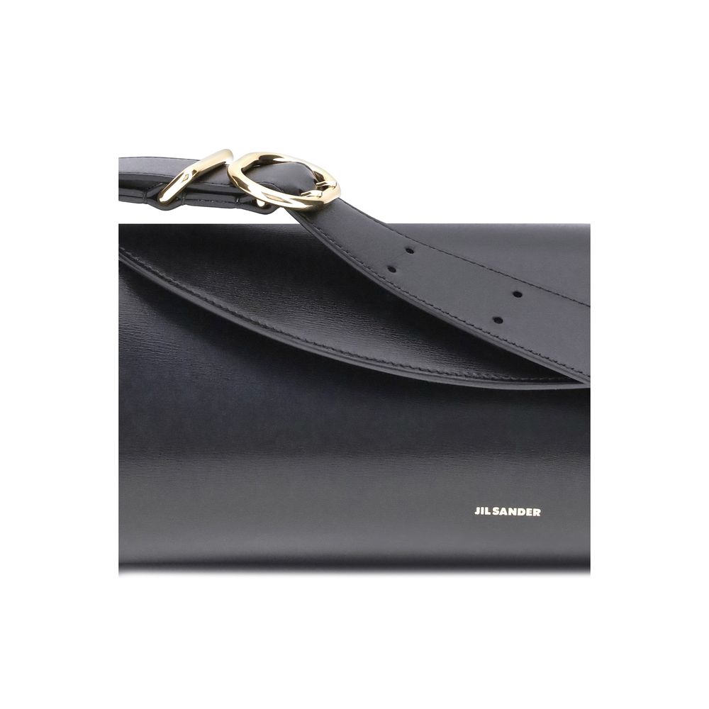 Jil Sander Schwarze Bos Taurus Kalbsleder Schultertasche-4
