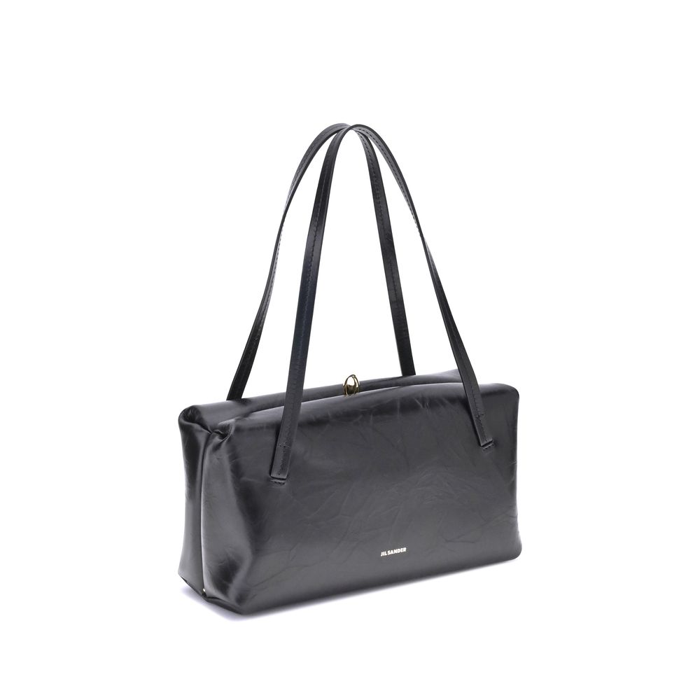 Jil Sander Schwarze Bos Taurus Kalbsleder Schultertasche-2