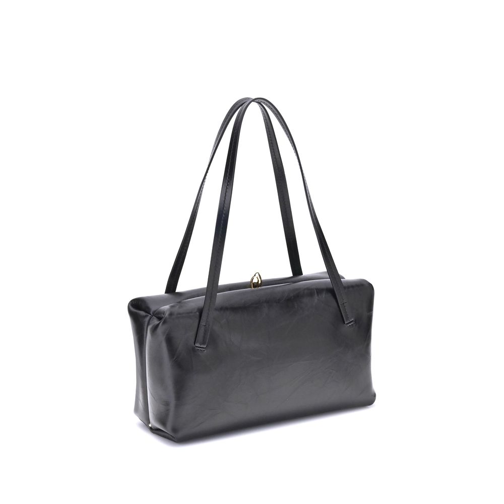 Jil Sander Schwarze Bos Taurus Kalbsleder Schultertasche-3