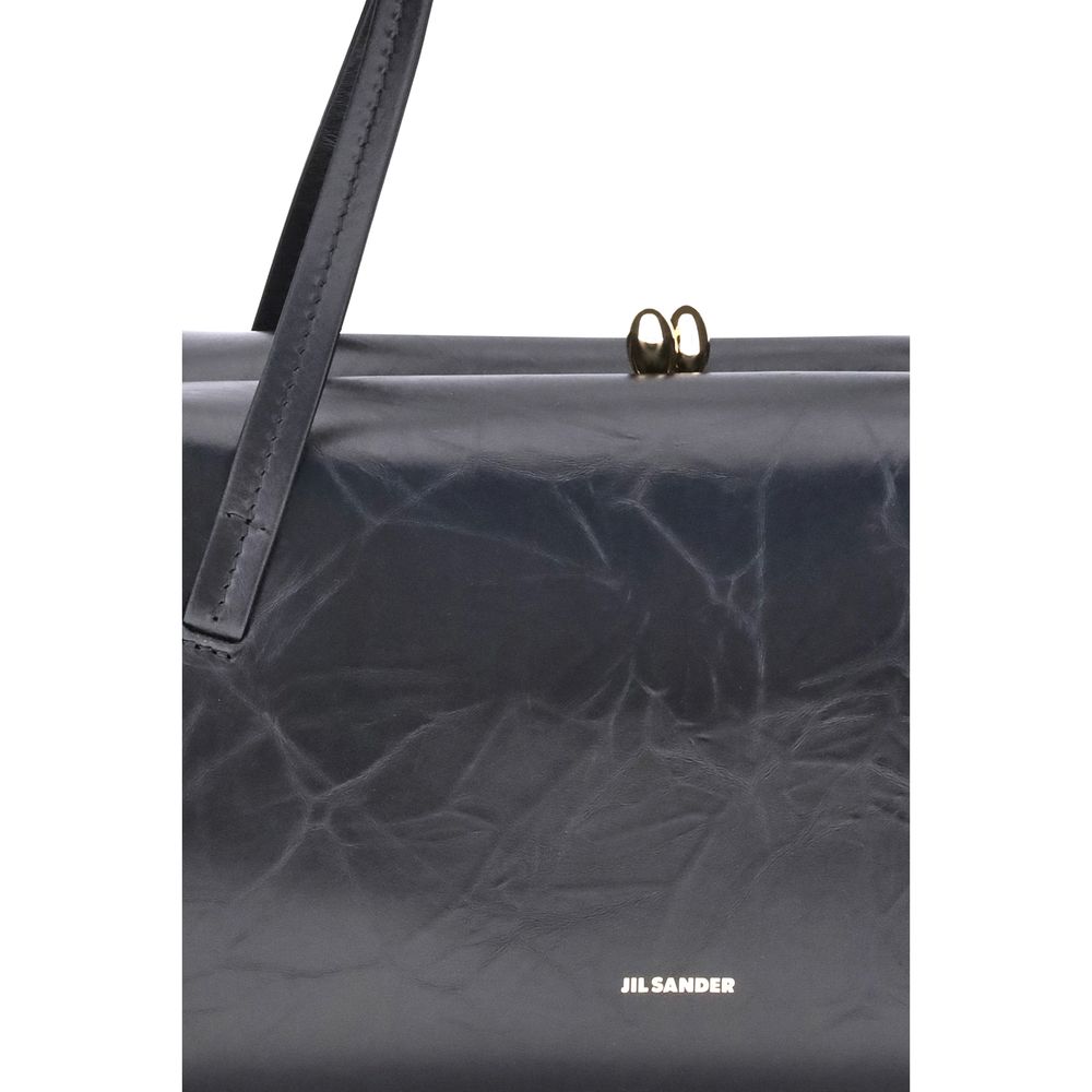 Jil Sander Schwarze Bos Taurus Kalbsleder Schultertasche-4