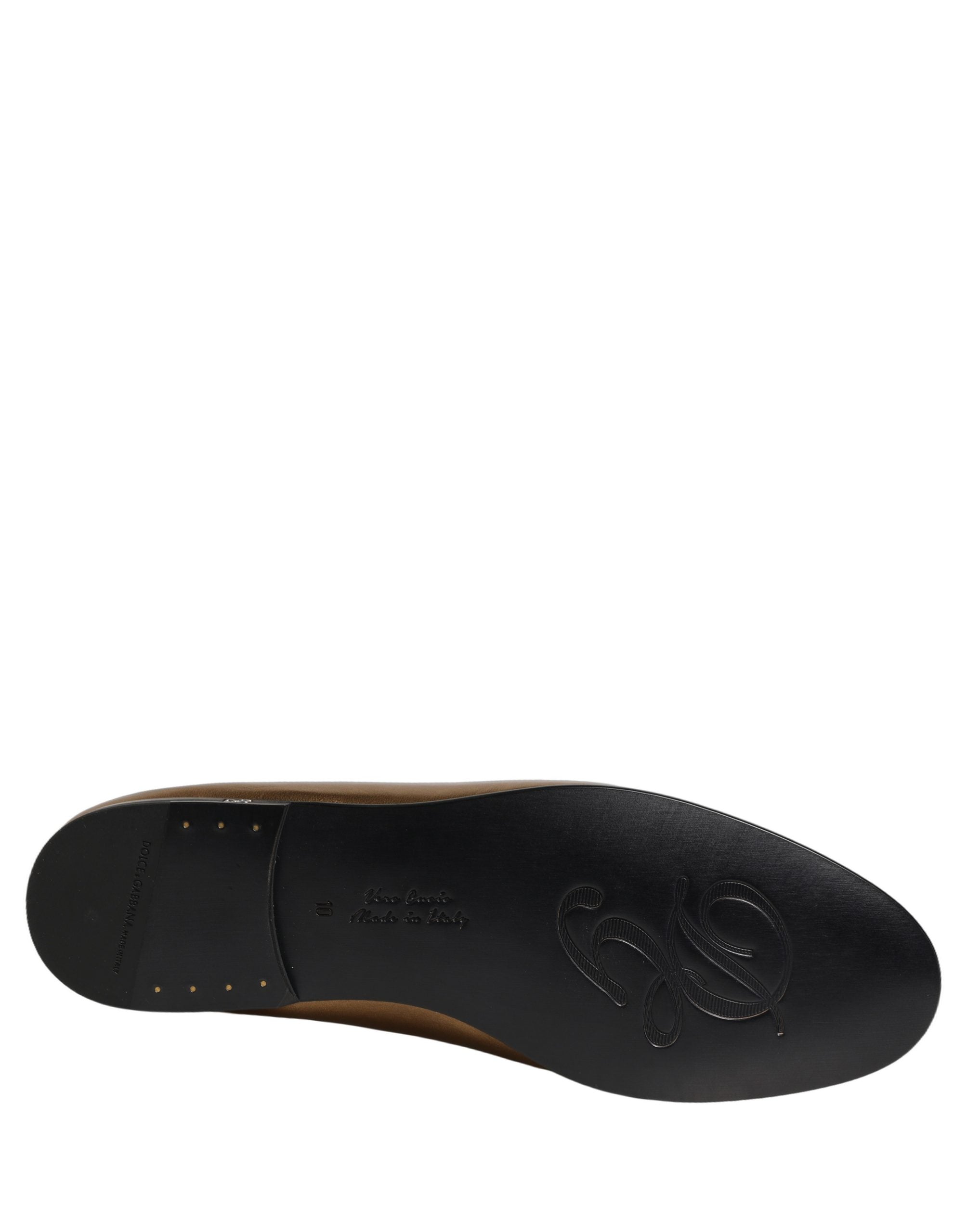 Dolce & Gabbana Goldfarbene Leder DG Logo Slipper Loafer für Herren-1