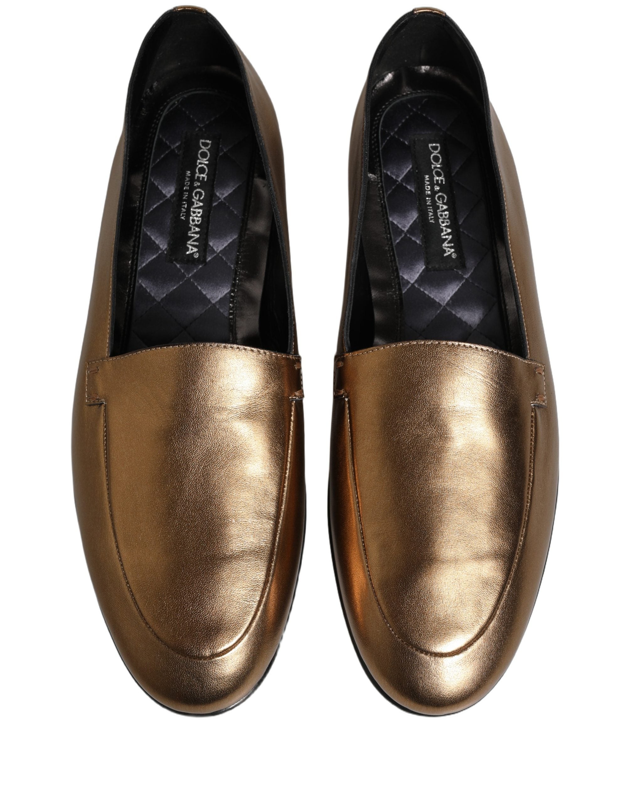 Dolce & Gabbana Goldfarbene Leder DG Logo Slipper Loafer für Herren-3