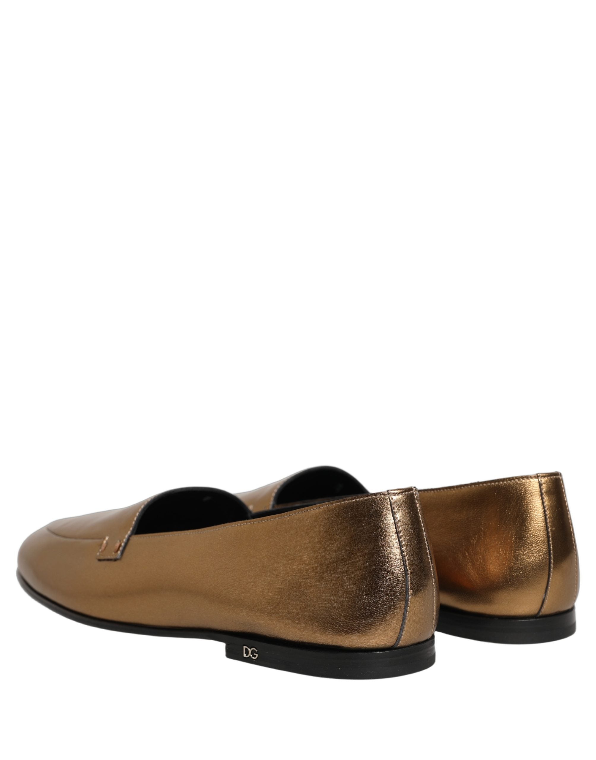 Dolce & Gabbana Goldfarbene Leder DG Logo Slipper Loafer für Herren-5