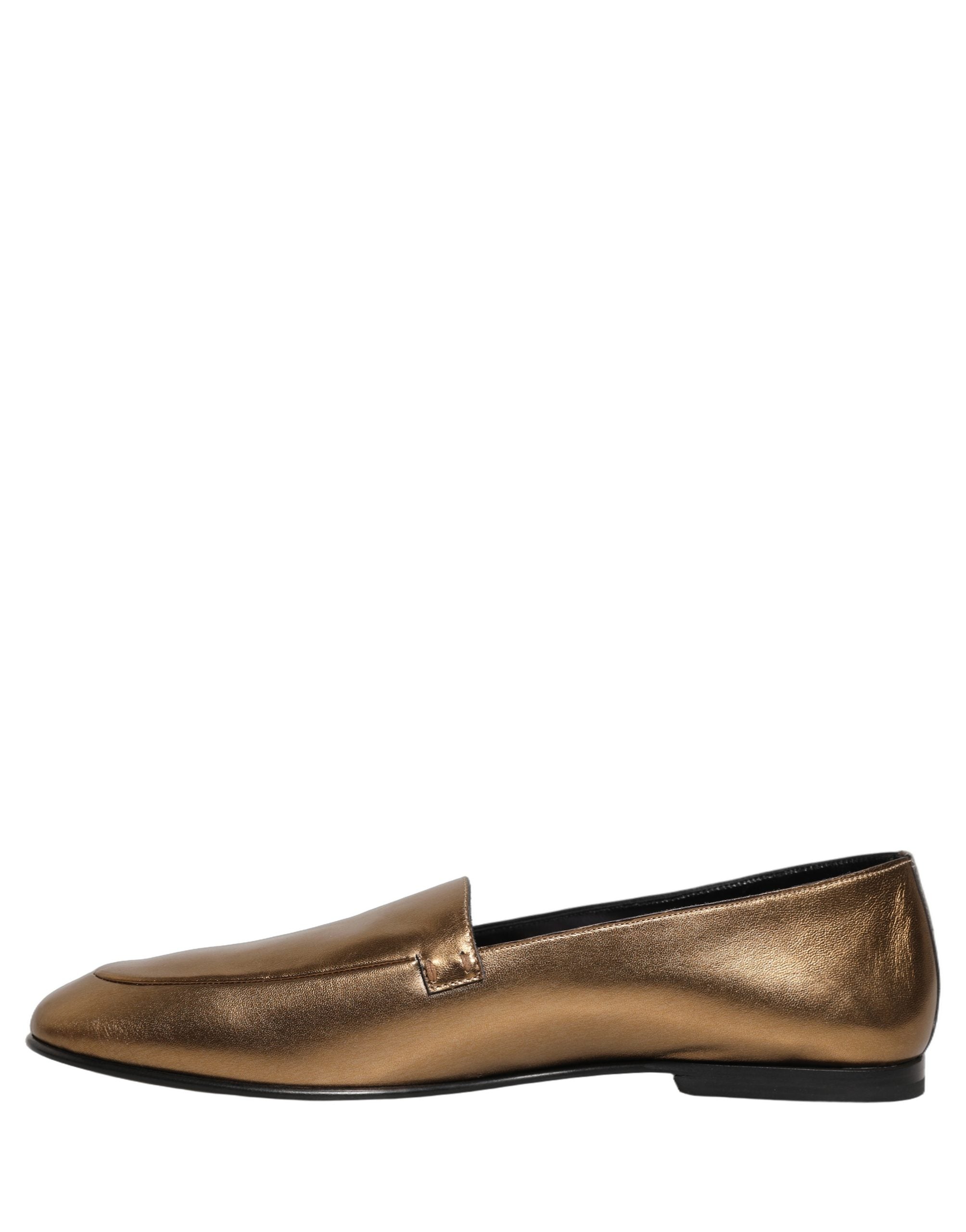 Dolce & Gabbana Goldfarbene Leder DG Logo Slipper Loafer für Herren-6