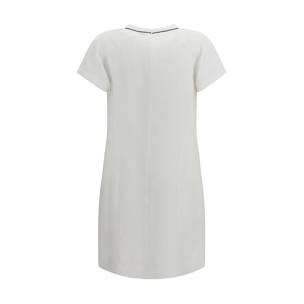 Brunello Cucinelli Weißes legeres Kleid aus Viskose-2