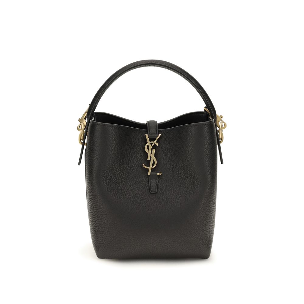 Saint Laurent Schwarze Kalbsleder Bos Taurus Bucket Bag-1