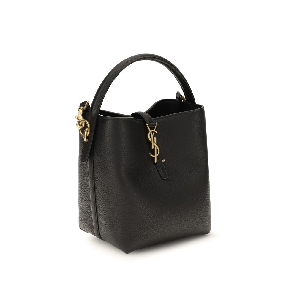 Saint Laurent Schwarze Kalbsleder Bos Taurus Bucket Bag-2