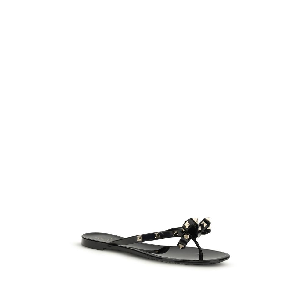 Valentino Garavani Schwarze Flip-Flop-Sandalen aus Baumwolle-2