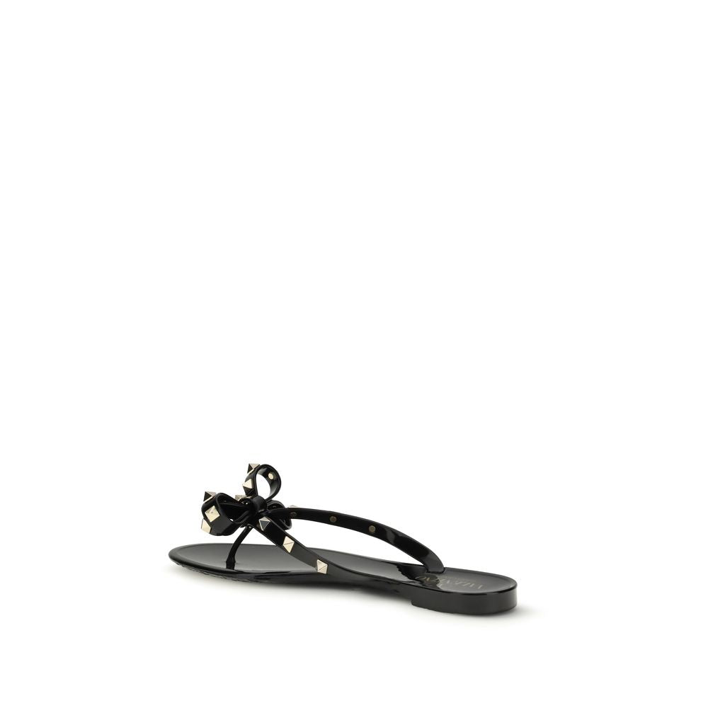 Valentino Garavani Schwarze Flip-Flop-Sandalen aus Baumwolle-3