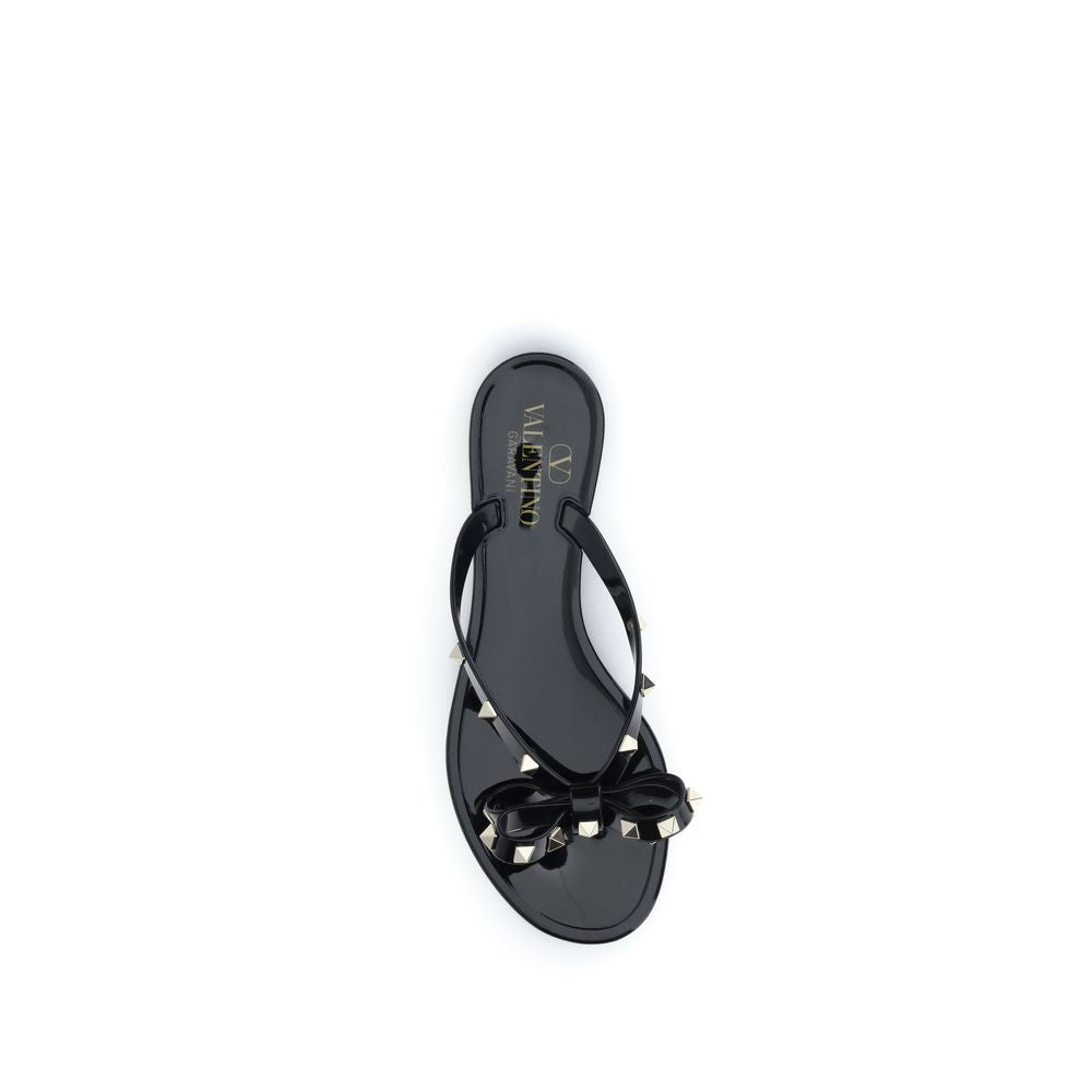 Valentino Garavani Schwarze Flip-Flop-Sandalen aus Baumwolle-4