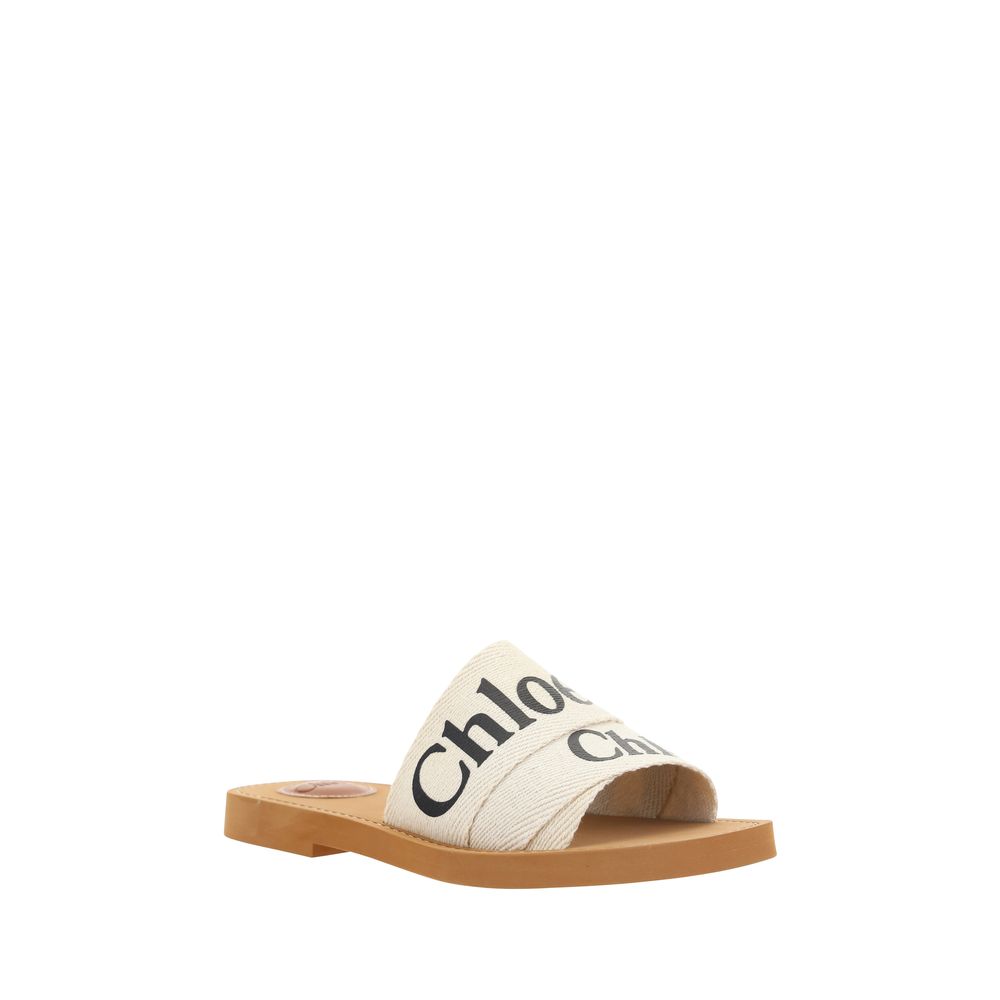 Chloé Weiße flache Sandalen aus Baumwolle-2
