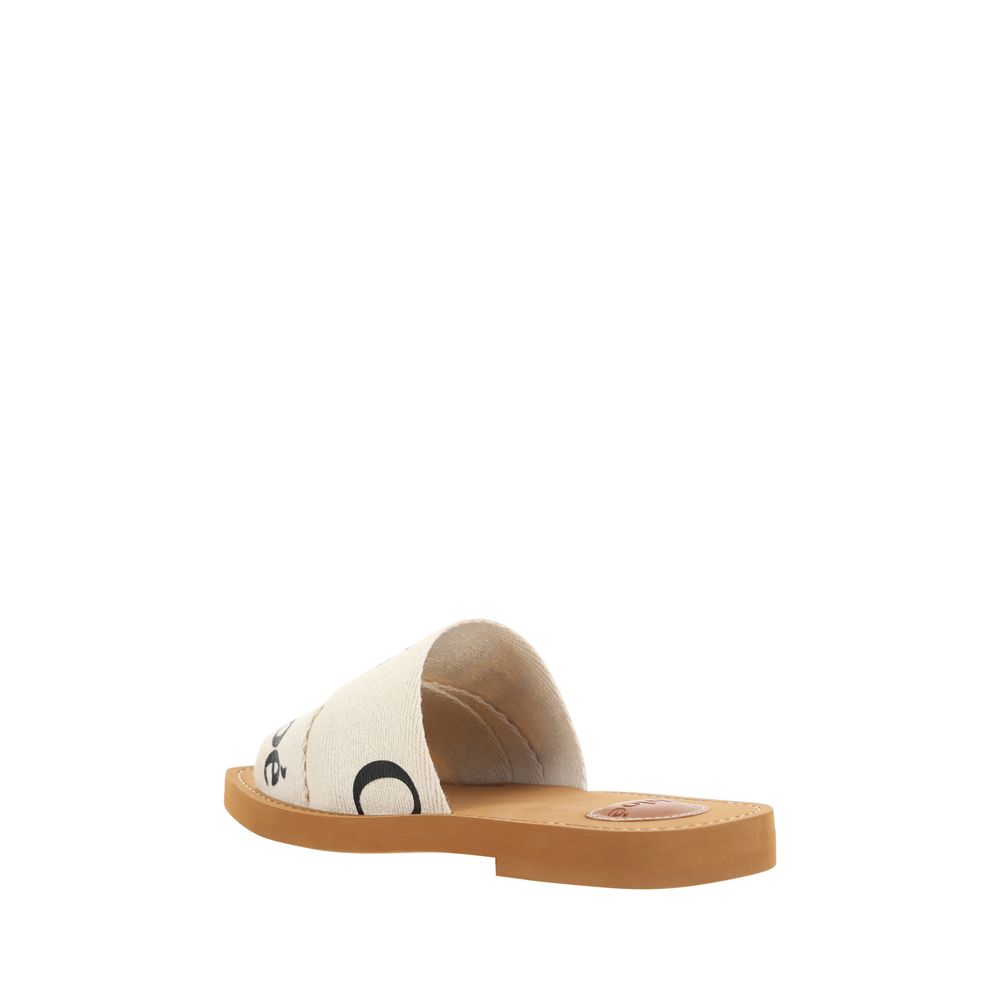 Chloé Weiße flache Sandalen aus Baumwolle-3