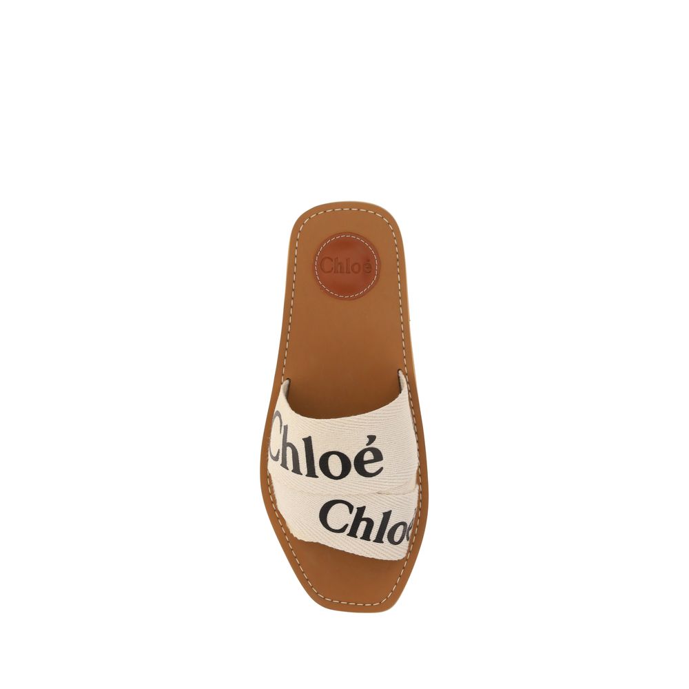 Chloé Weiße flache Sandalen aus Baumwolle-4