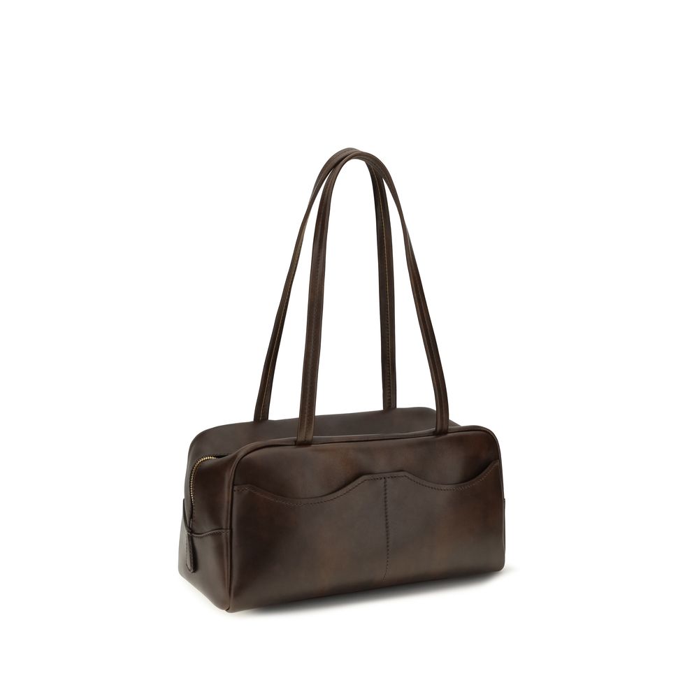 Prada Braune Kalbsleder Bos Taurus Schultertasche-3