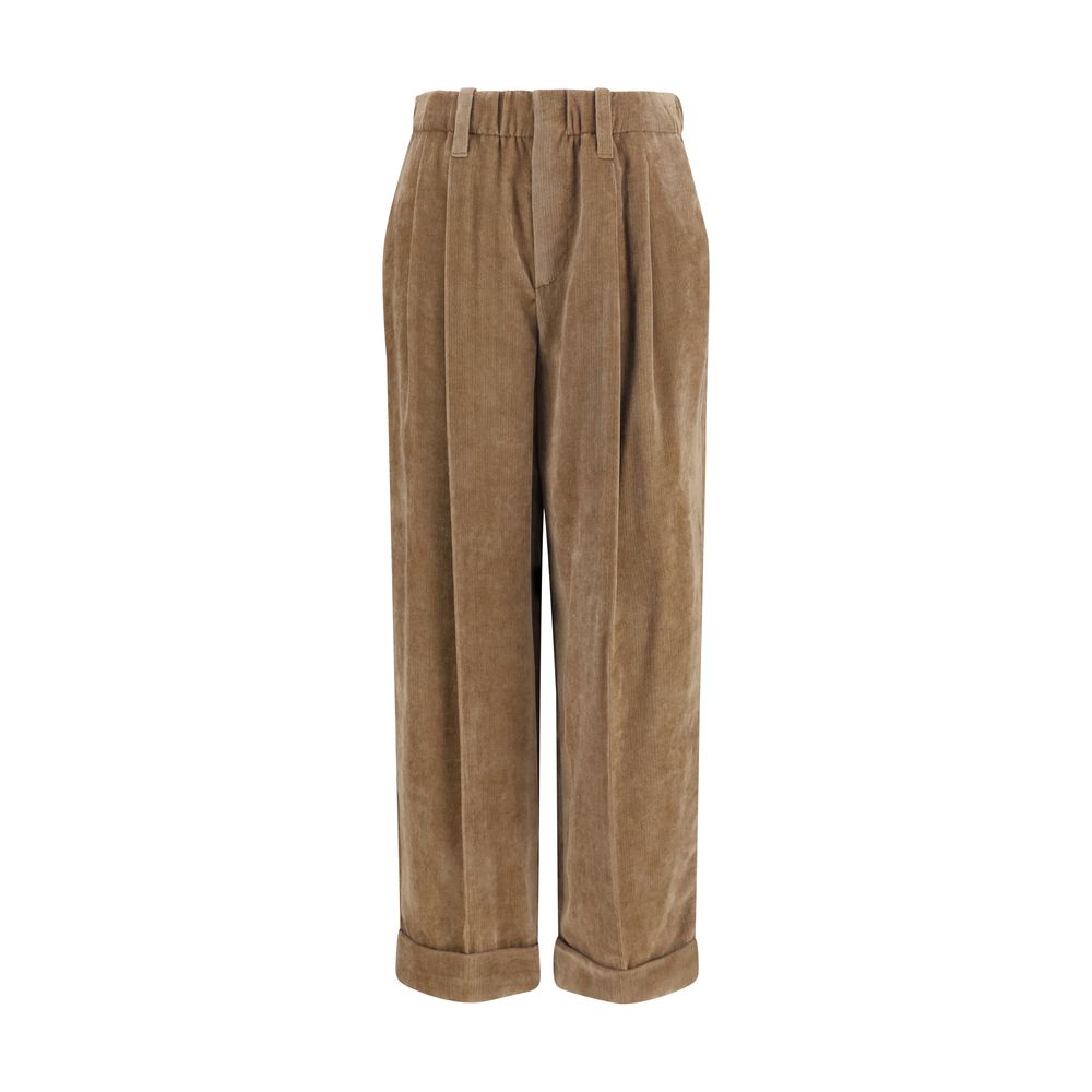 Brunello Cucinelli Brown Viscose Casual Trousers-1