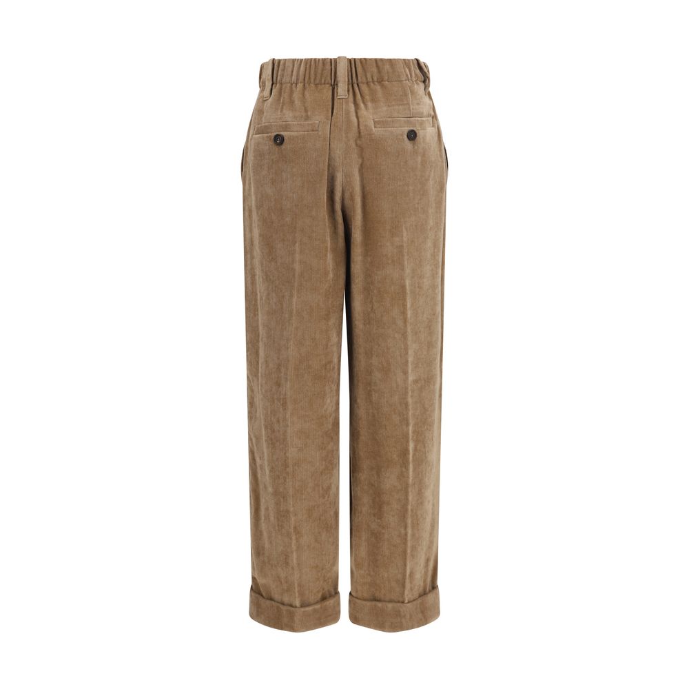 Brunello Cucinelli Brown Viscose Casual Trousers-2
