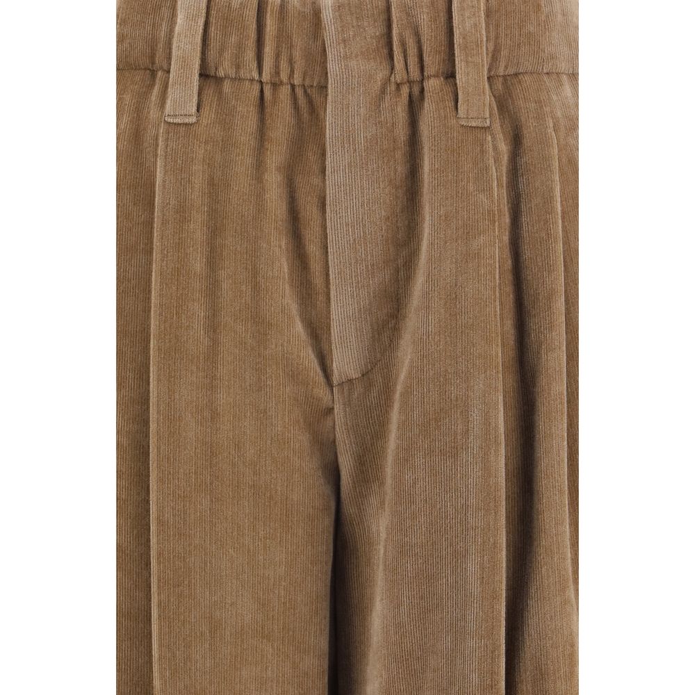 Brunello Cucinelli Brown Viscose Casual Trousers-3