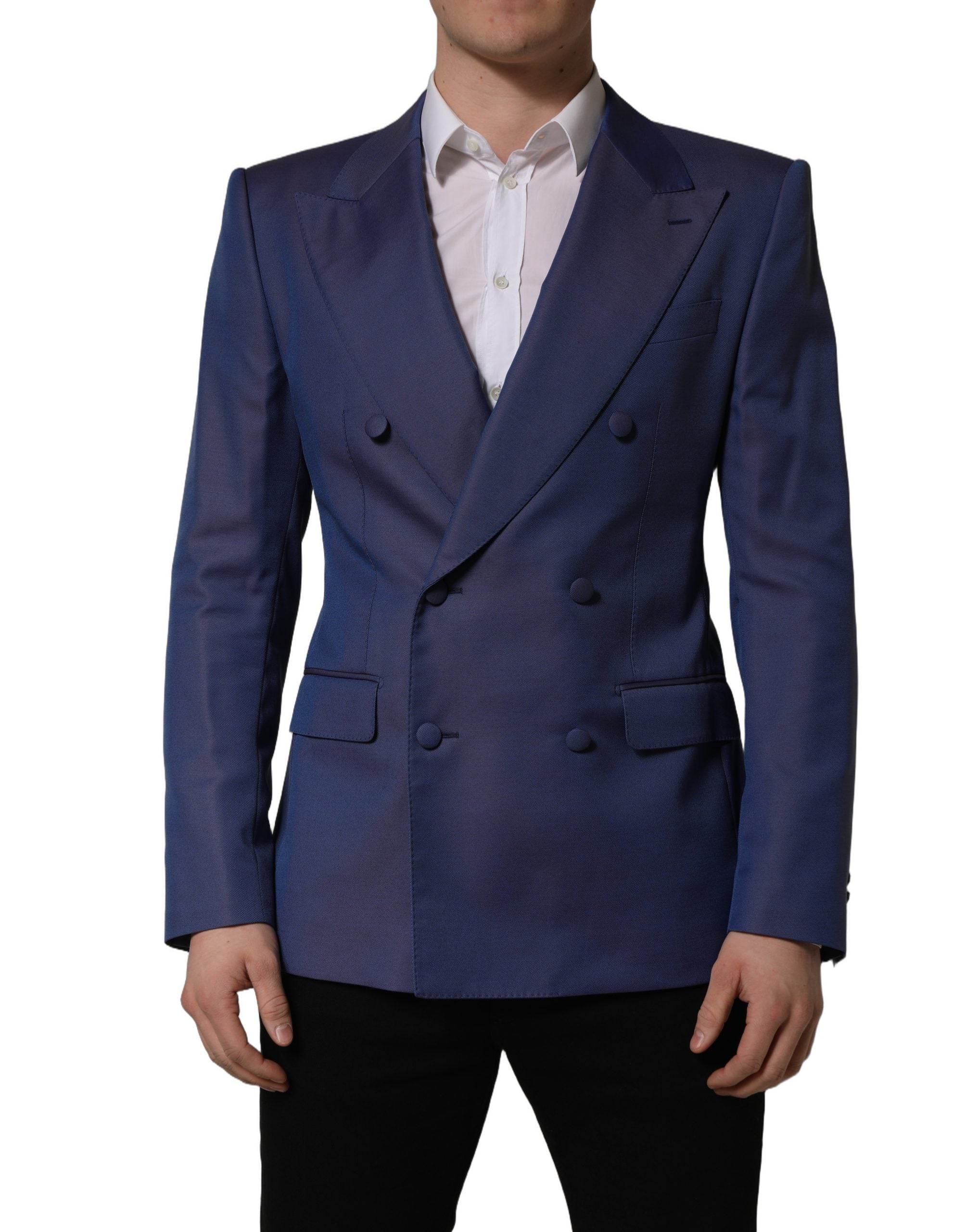 Dolce & Gabbana Blauer Woll-Sakko mit Doppelreihenknöpfen für Herren-3