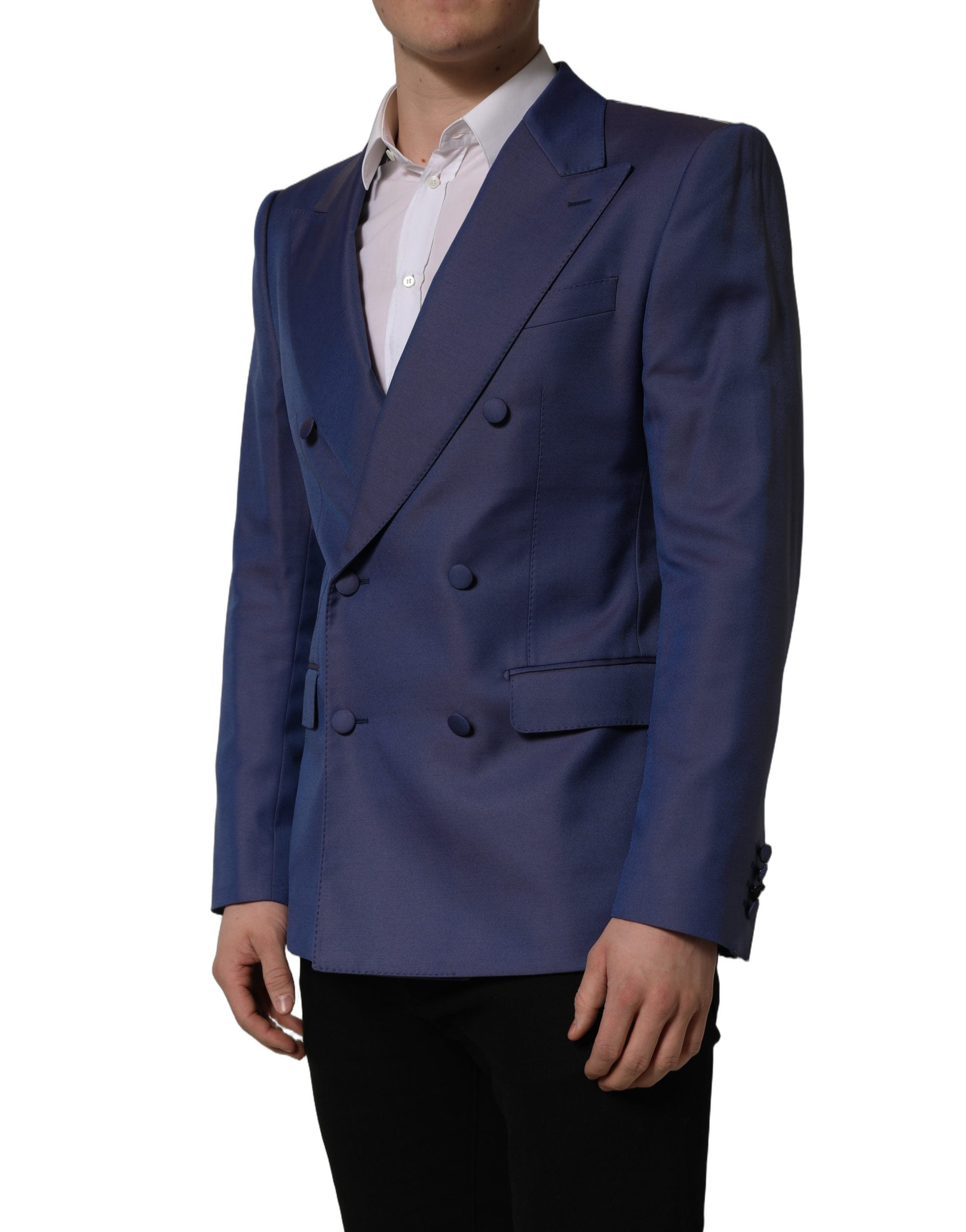 Dolce & Gabbana Blauer Woll-Sakko mit Doppelreihenknöpfen für Herren-4