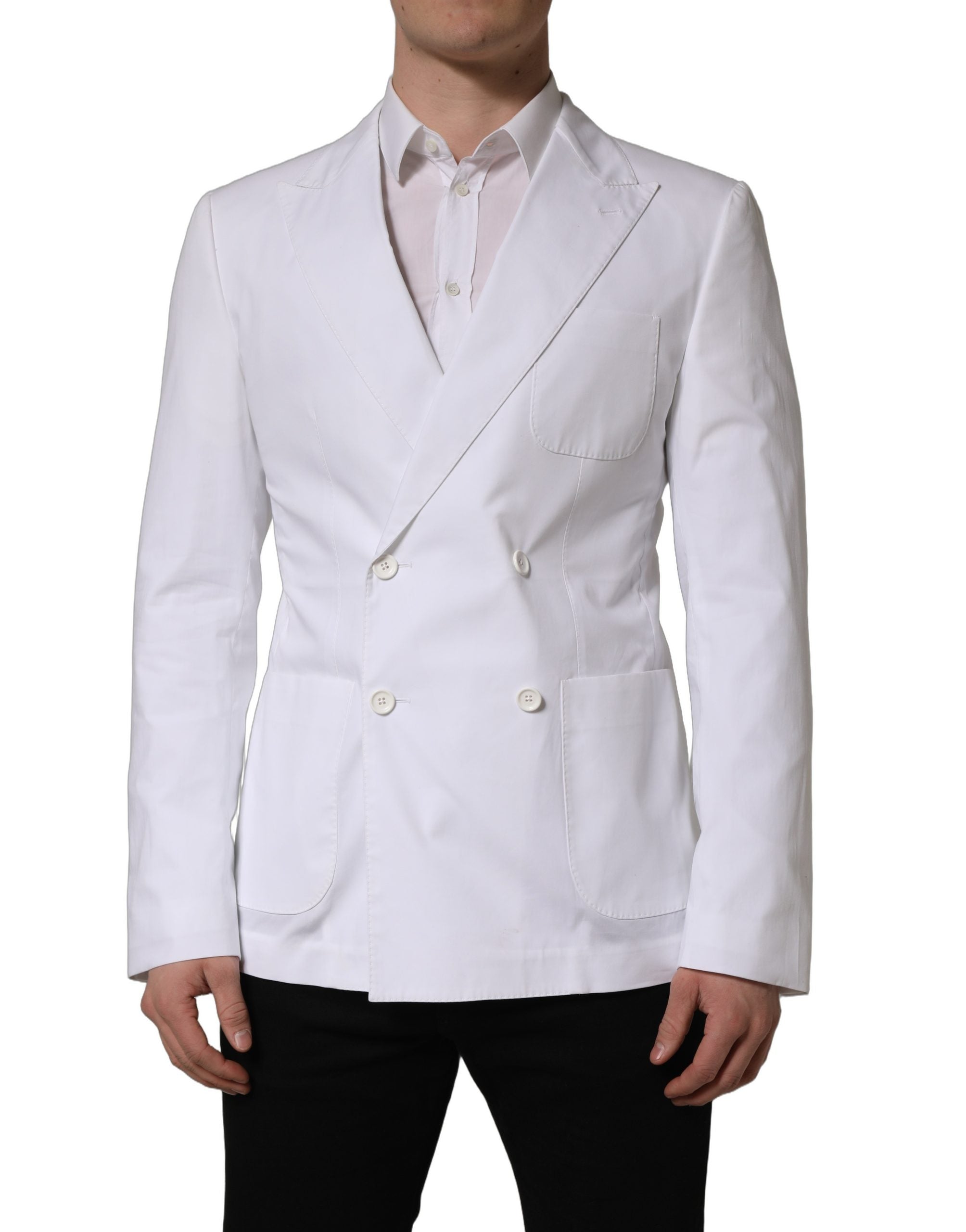 Dolce & Gabbana Weißer Baumwoll-Blazer im Double-Breasted-Stil-3