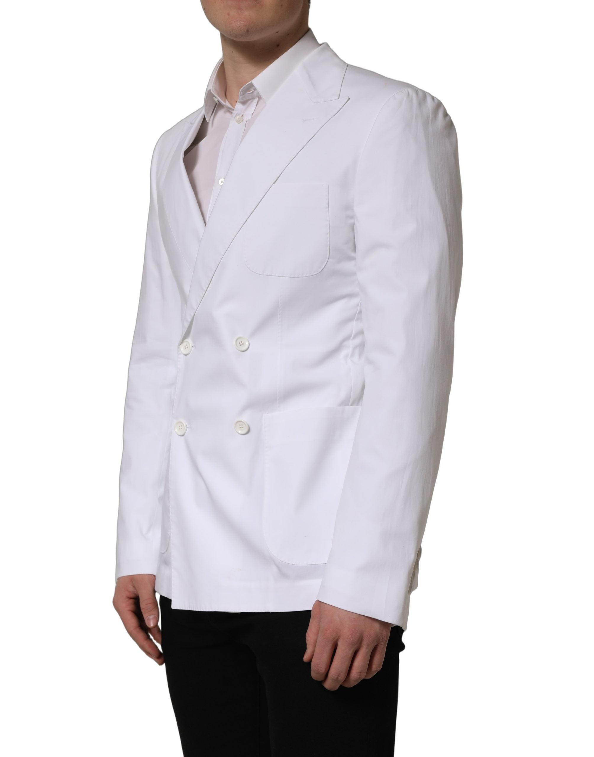 Dolce & Gabbana Weißer Baumwoll-Blazer im Double-Breasted-Stil-4