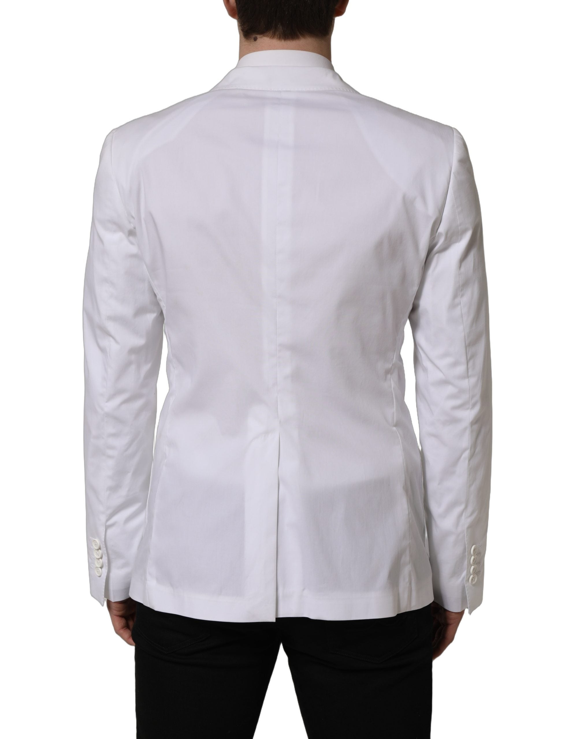 Dolce & Gabbana Weißer Baumwoll-Blazer im Double-Breasted-Stil-5