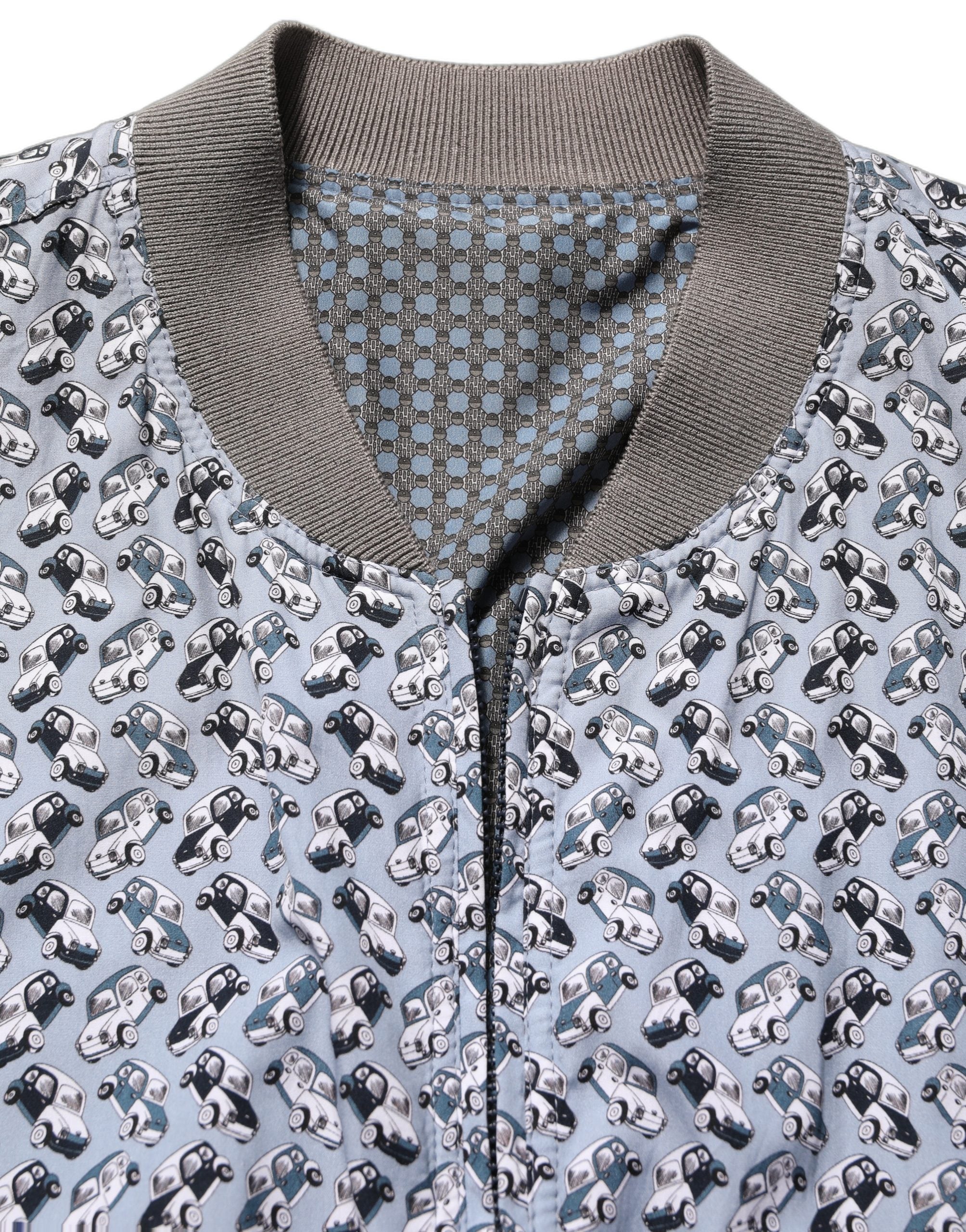 Dolce & Gabbana Hellblaue Bomberjacke aus Baumwolle mit Auto-Print-1