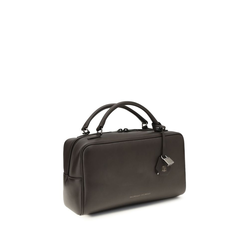 Brunello Cucinelli Braune Kalbsleder Bos Taurus Schultertasche-2
