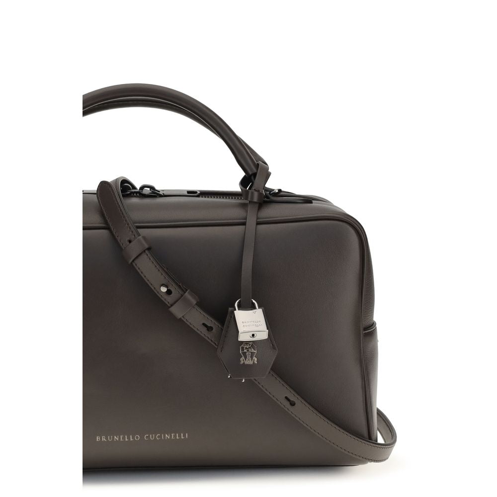 Brunello Cucinelli Braune Kalbsleder Bos Taurus Schultertasche-4