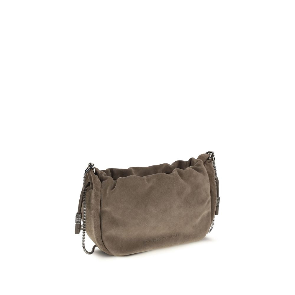 Brunello Cucinelli Braune Kalbsleder Bos Taurus Schultertasche-2
