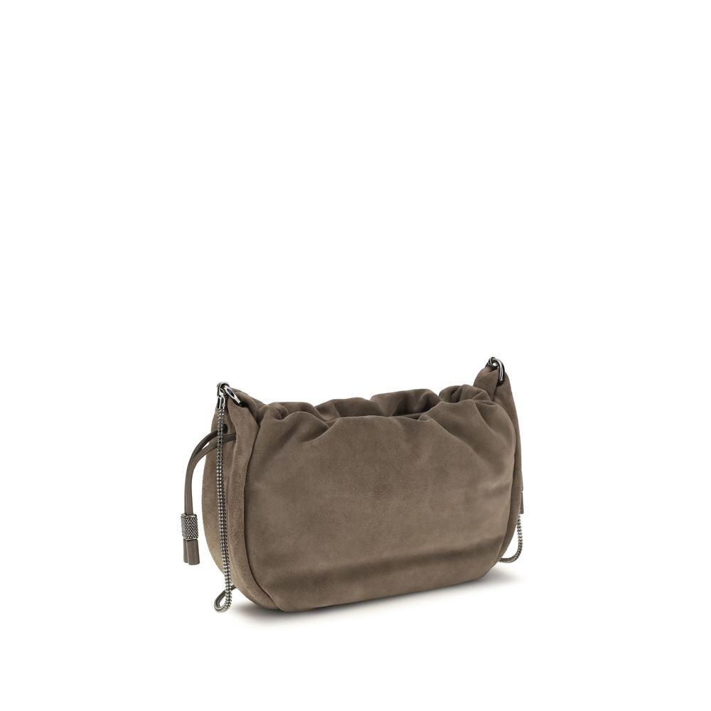 Brunello Cucinelli Braune Kalbsleder Bos Taurus Schultertasche-3