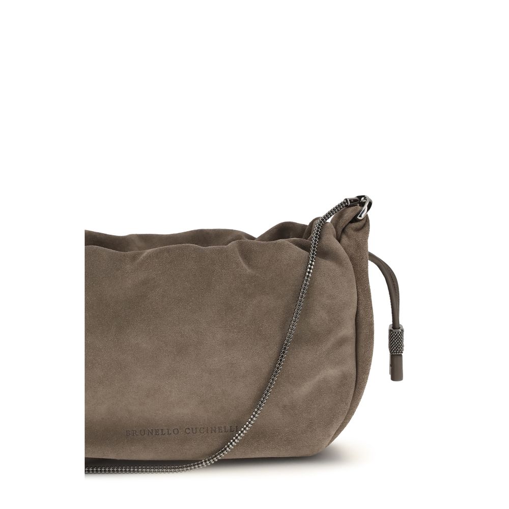 Brunello Cucinelli Braune Kalbsleder Bos Taurus Schultertasche-4