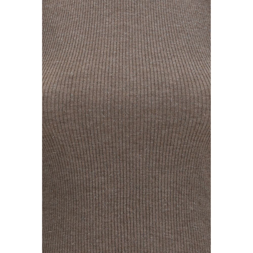 Brunello Cucinelli Brauner Kaschmir-Strickpullover ohne Ärmel-3