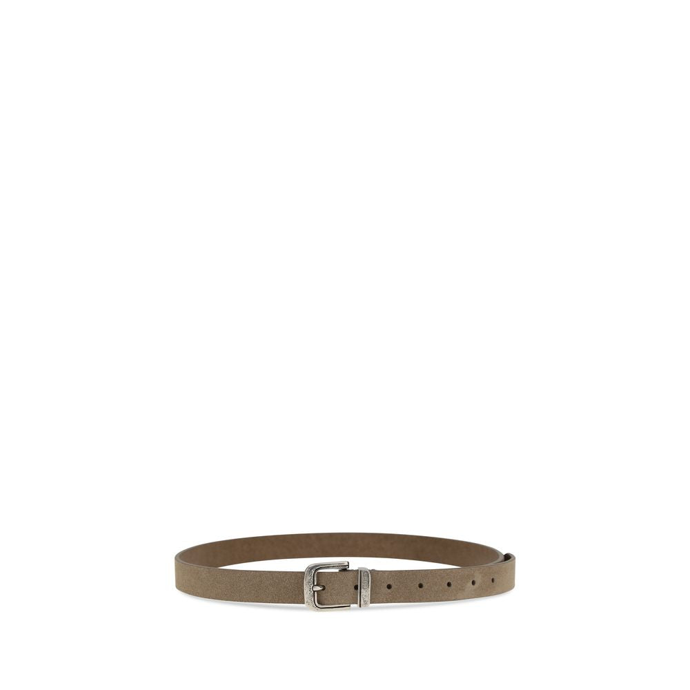 Brunello Cucinelli Beige Calf Leather Bos Taurus Thin Belt-2