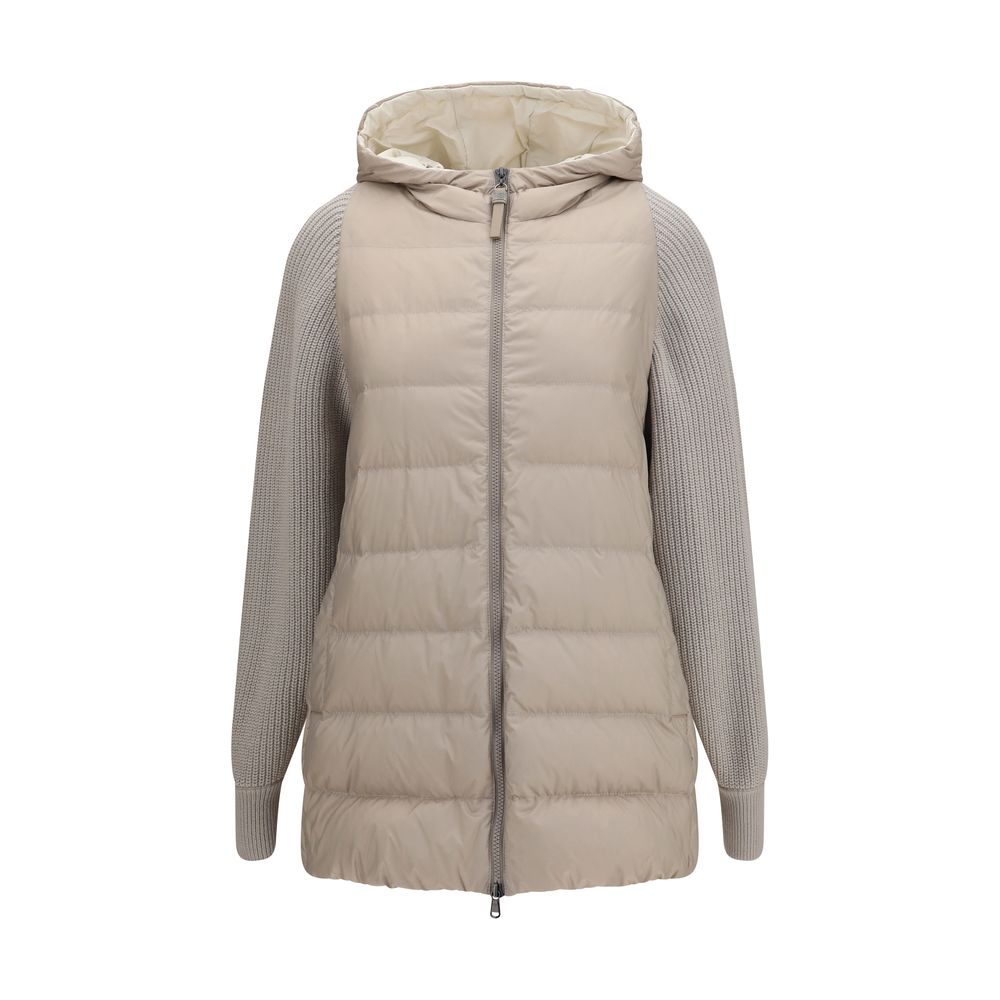 Brunello Cucinelli Graue Polyester-Jacke in voller Länge-1