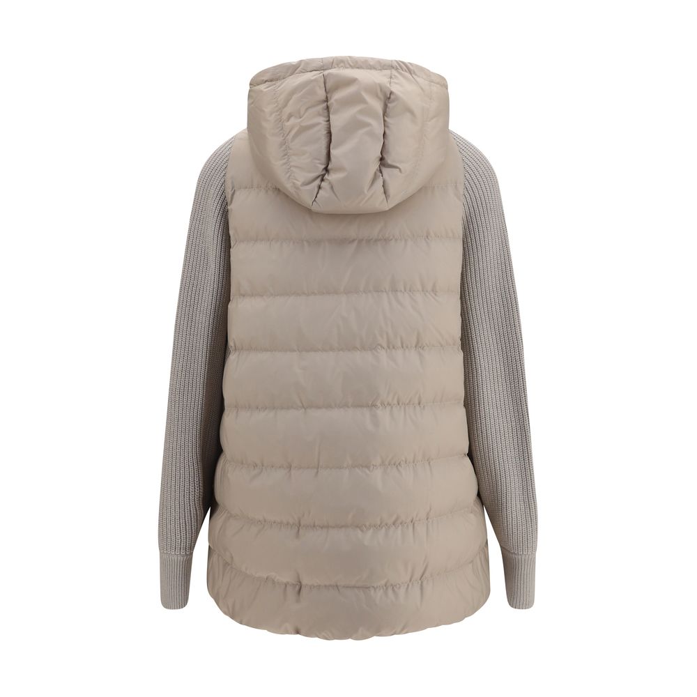 Brunello Cucinelli Graue Polyester-Jacke in voller Länge-2