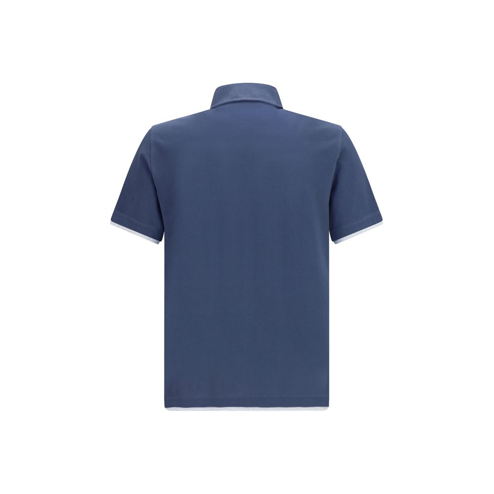 Brunello Cucinelli Blaues Baumwoll-Polohemd-2