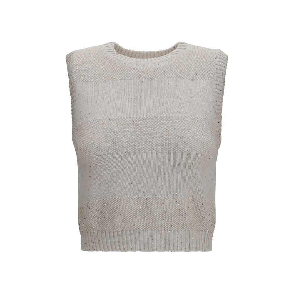 Brunello Cucinelli Beige Baumwoll-Sweatshirt-1