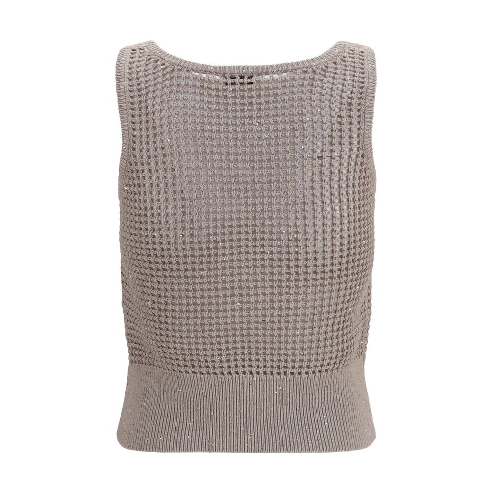 Brunello Cucinelli Beige Baumwoll-Tanktops-2