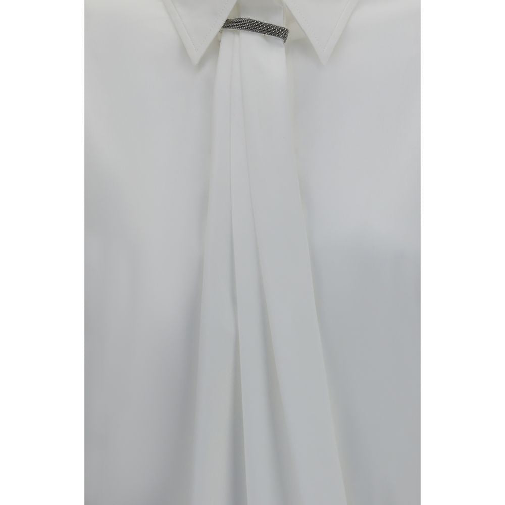 Brunello Cucinelli Weißes Baumwollkleidhemd-3