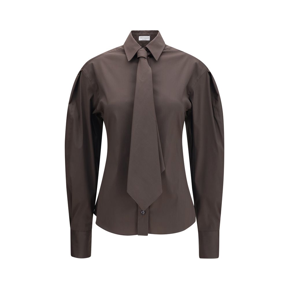 Brunello Cucinelli Braunes Baumwollhemd-1